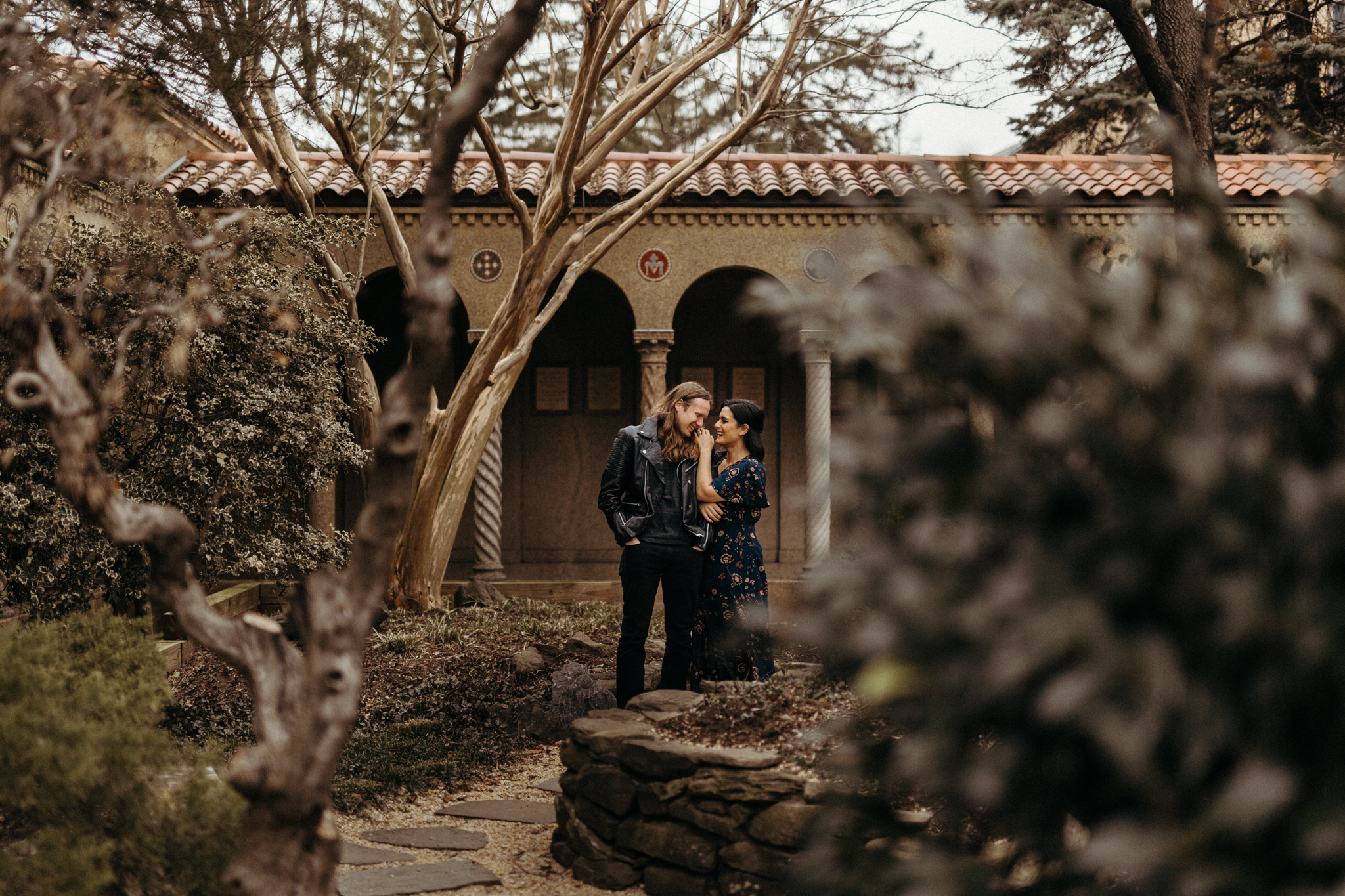 Moody DC Engagement At The Franciscan Monastery // Victoria Selman Photographer