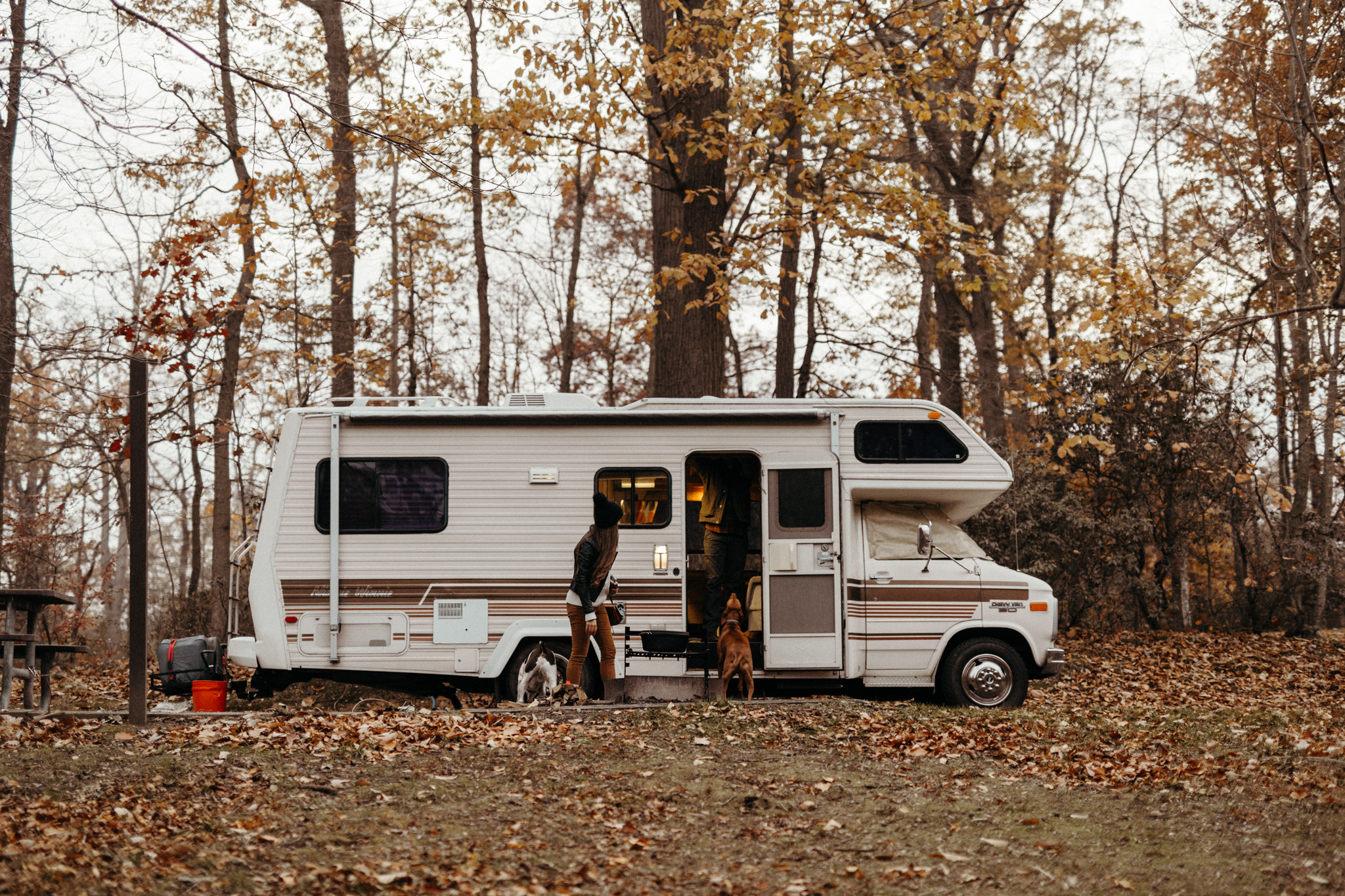 Winnebago Camping Engagement With A Lighthouse Hike & Dogs // Victoria Selman Photographer