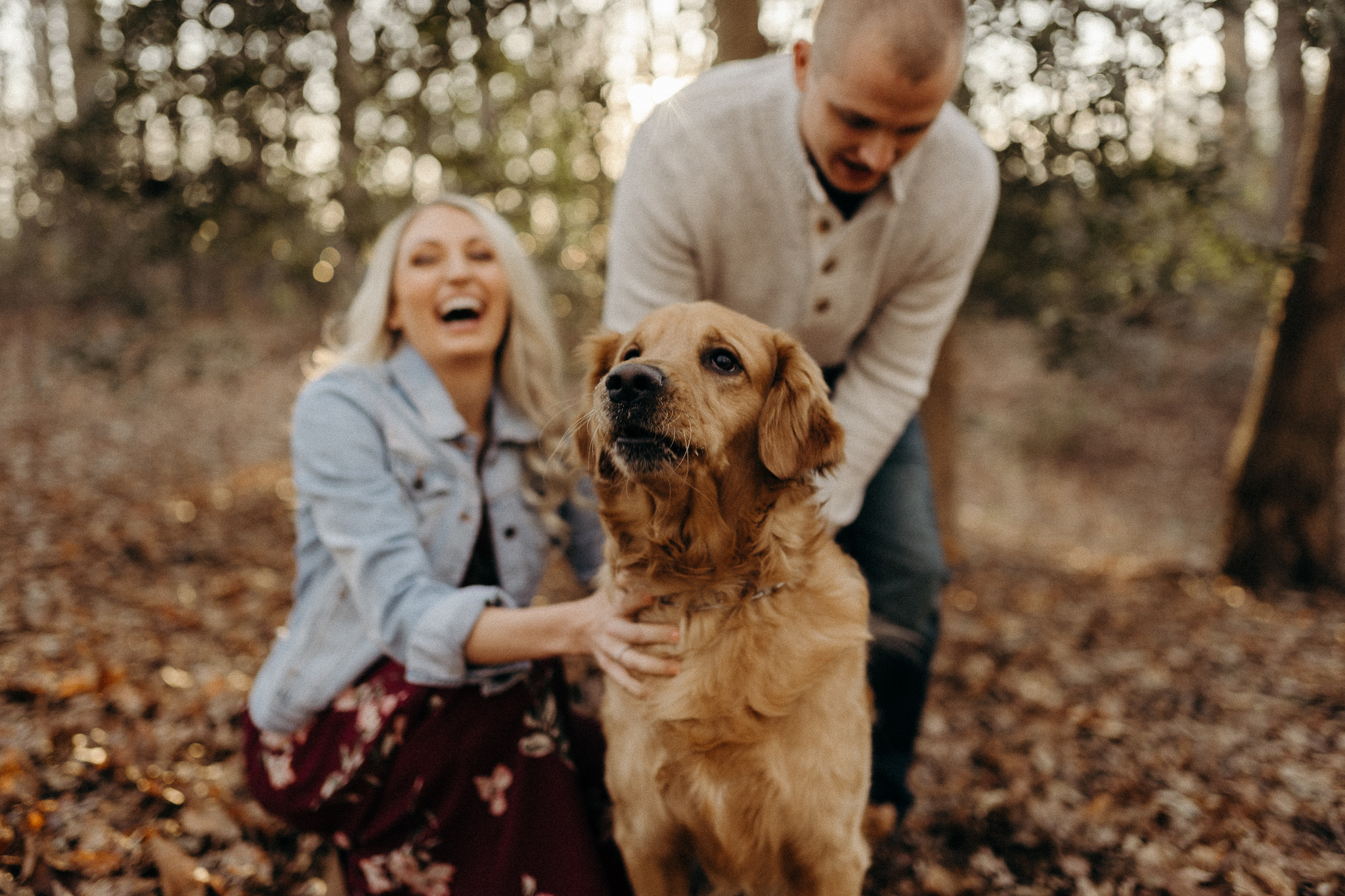 Fun & energetic quiet waters park engagement with their hilarious golden retriever // maryland wedding photographer