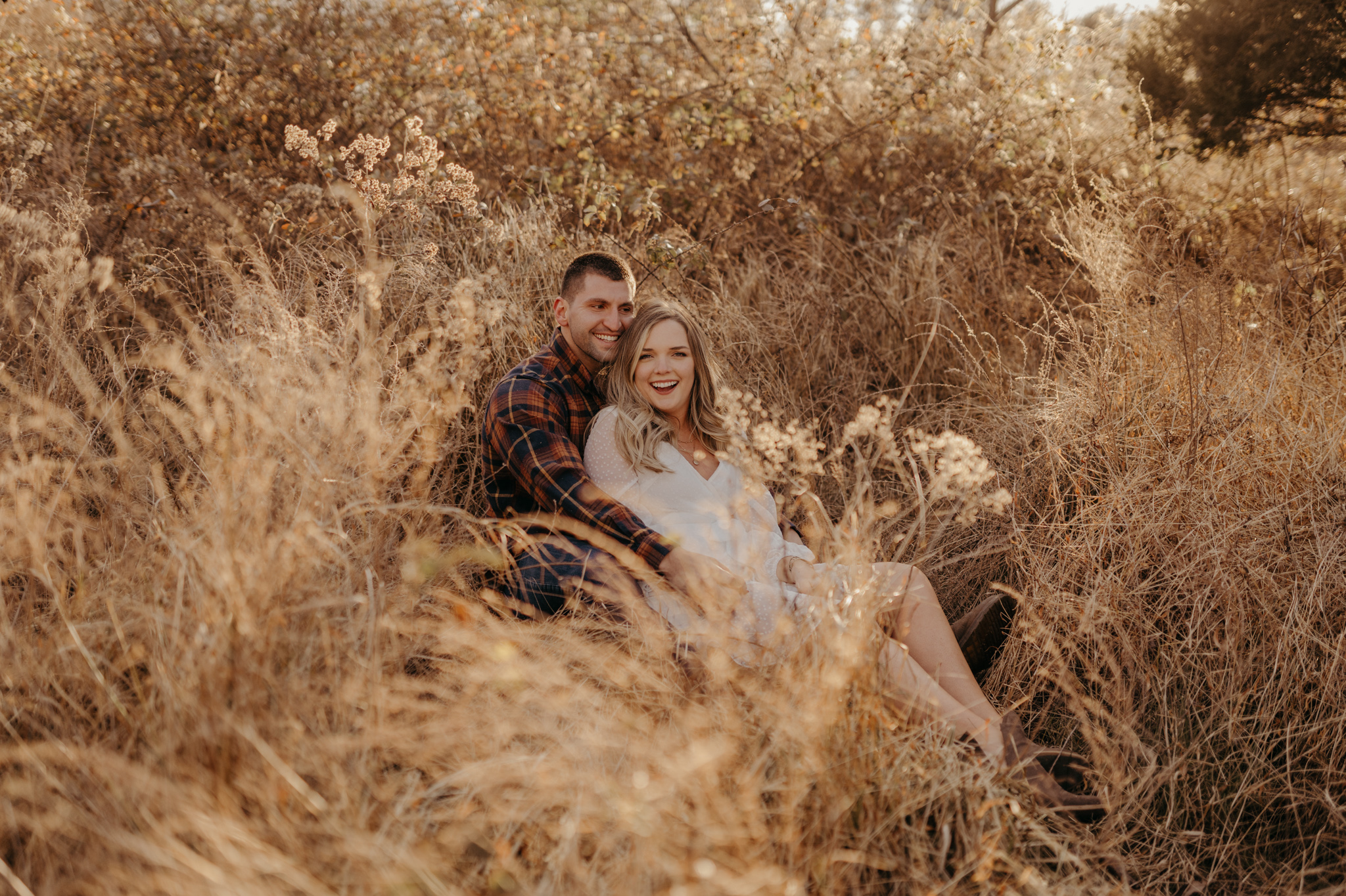 Golden Hour Engagement Session in a Grassy Field, Maryland Adventure Photographer