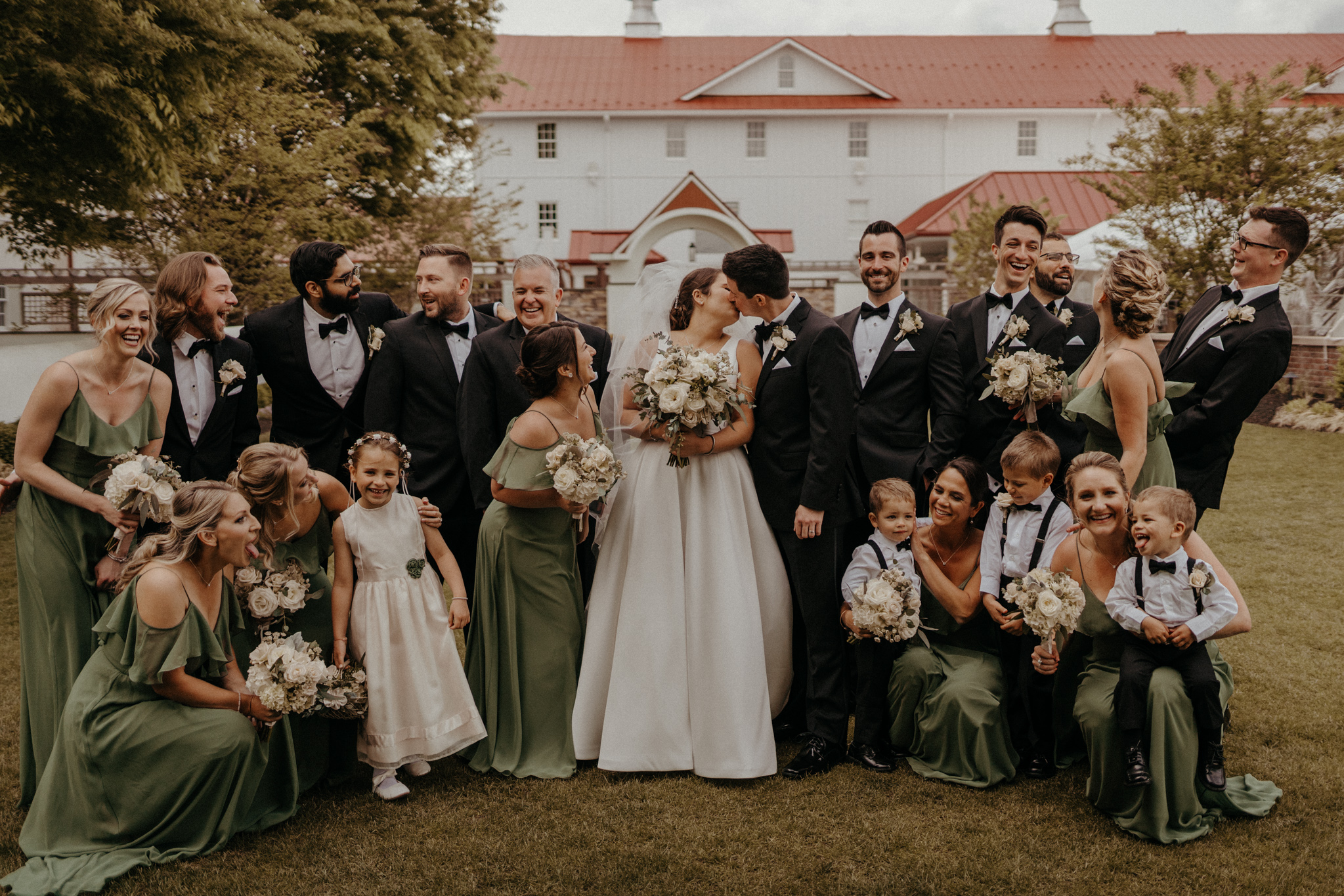 Elegant sage green wedding at normandy farm wedding venue in blue bell Pennsylvania // moody wedding photographer