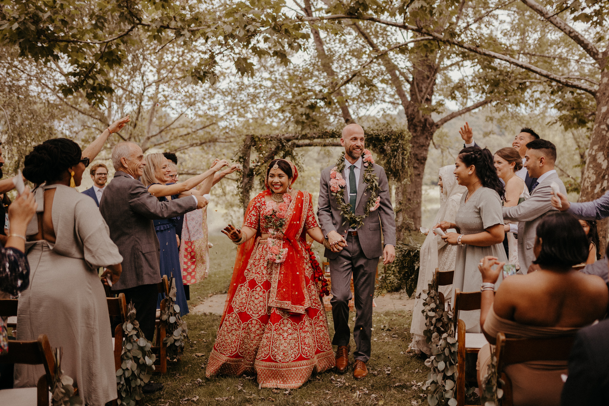 South Asian & Western fusion wedding inspiration ideas at Big Spring Farm in Lexington, Virginia // moody candid wedding photographer