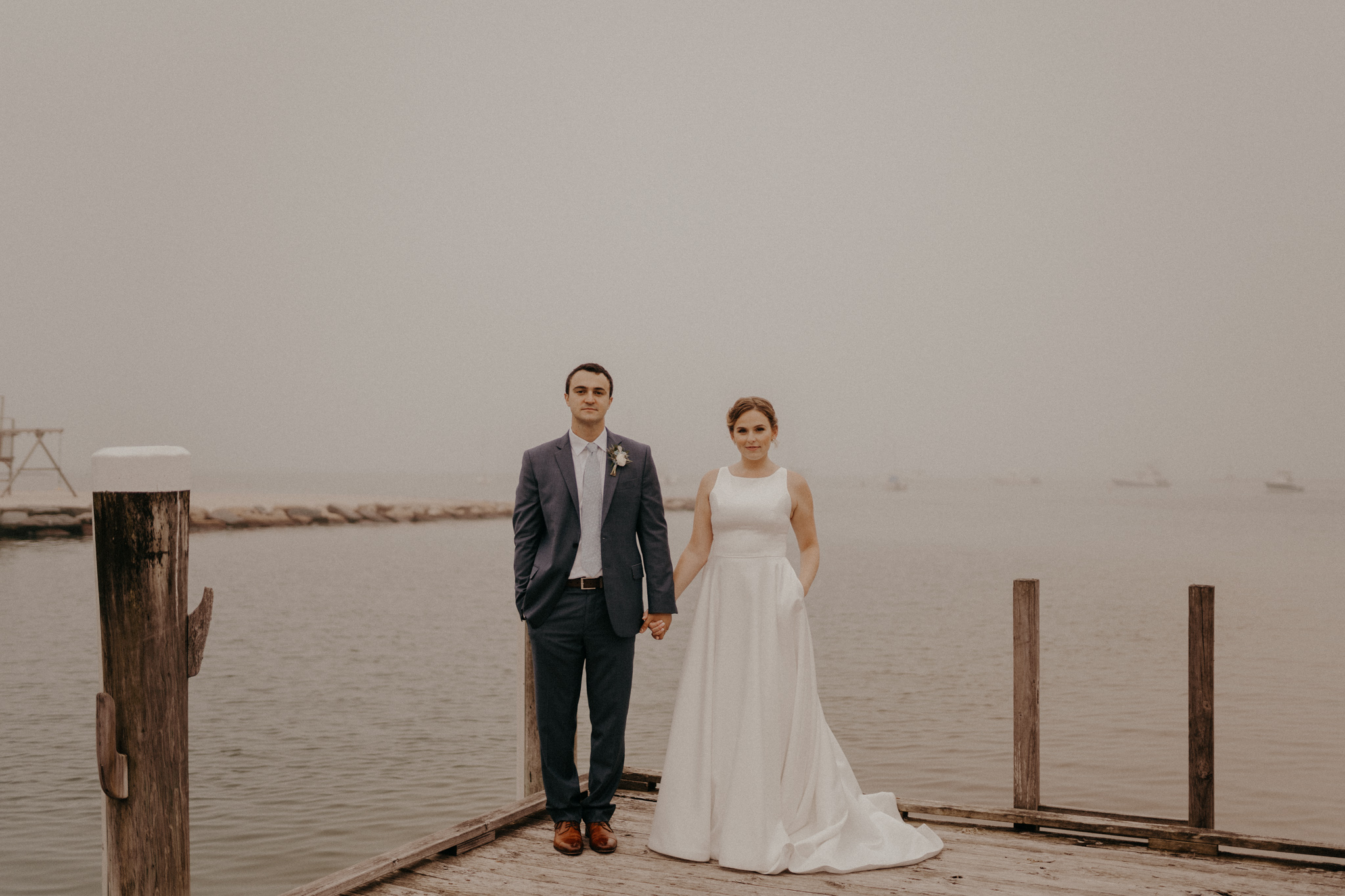 Foggy cape cod wedding in harwich, massachusetts with dusty blues and moody vibes by destination elopement photographer