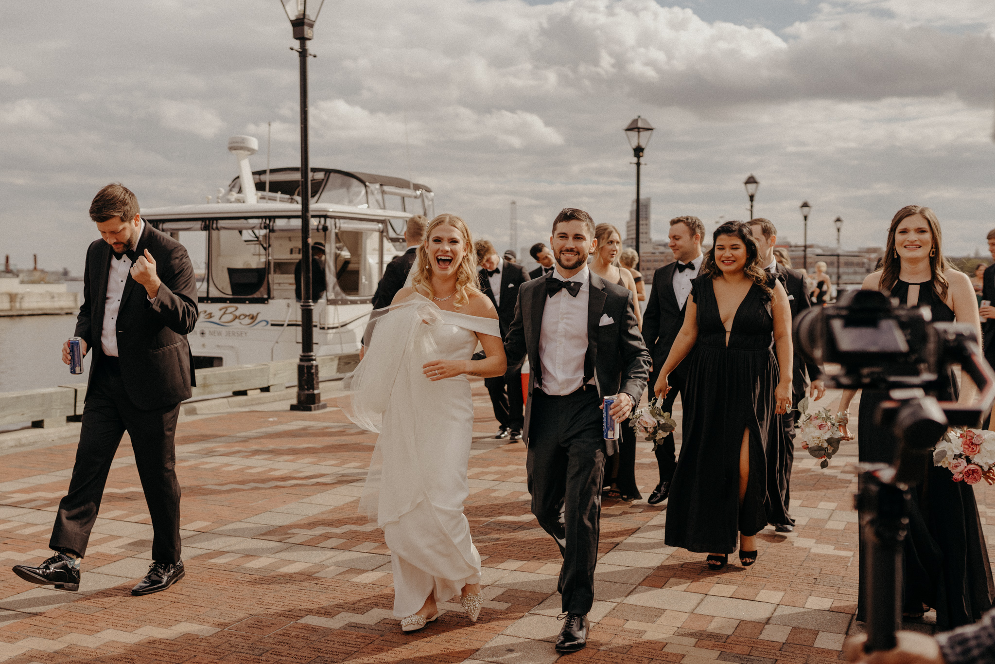 Modern, fun, energy-filled baltimore wedding at Fells Point and Mt Washington Mill Dye House with moody relaxed documentary wedding photographer