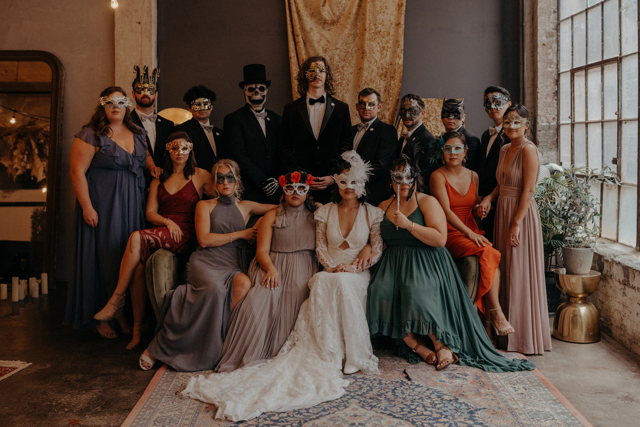 Edgy Masquerade Halloween Wedding By Moody Maryland Elopement Photographer