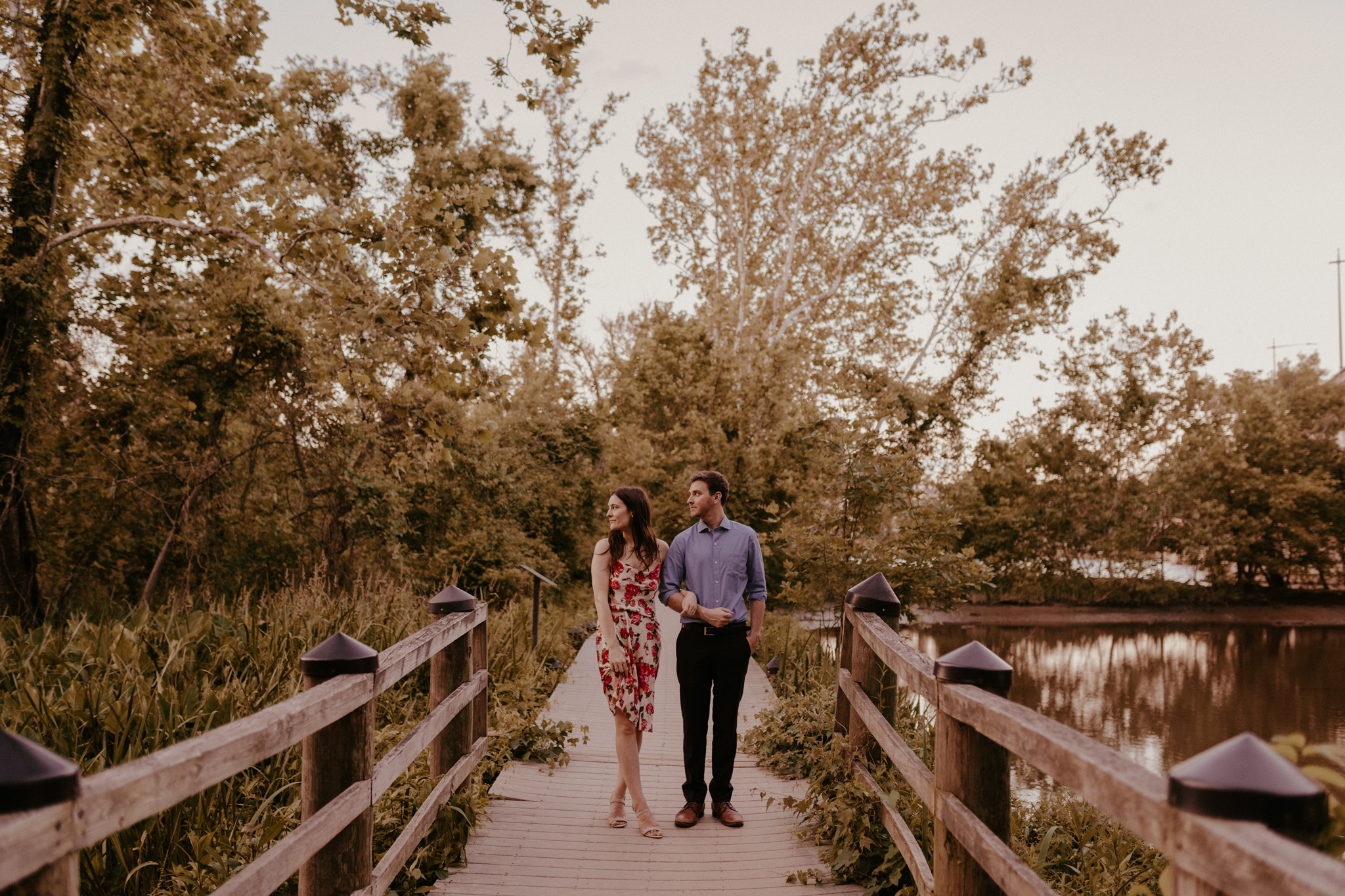 Outdoor DC park engagement session with a view, woods, and wildlife